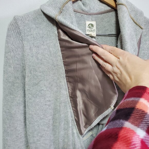 TINY by Anthropologie Wool Blend Knit Cardigan Sweater Coat Grey Women's Large - Picture 3 of 15